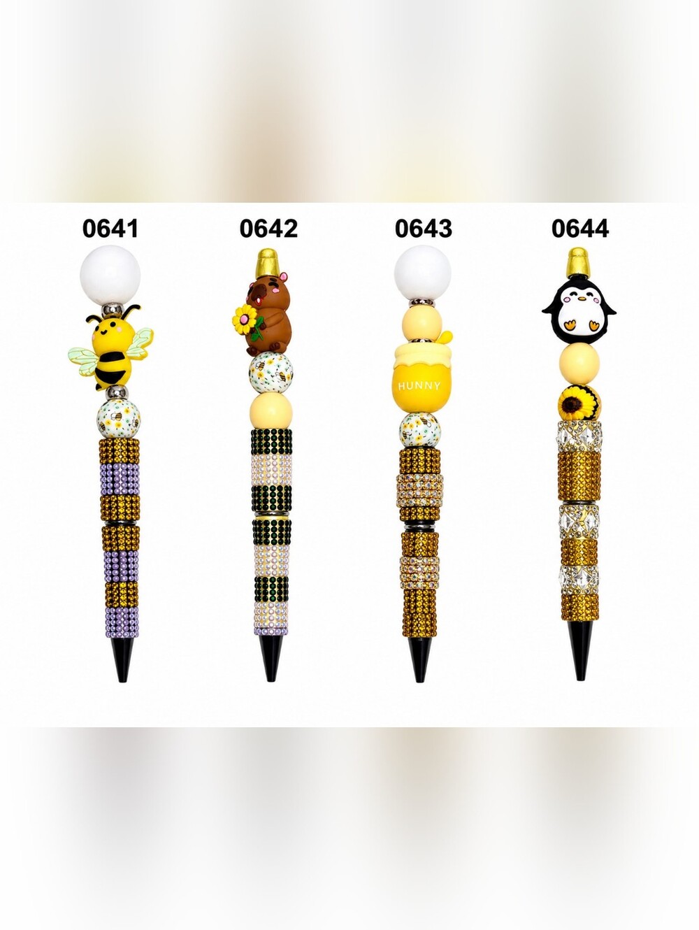 Handcrafted Beaded Rhinestone Ballpoint Pen Cute Character Handmade Gift